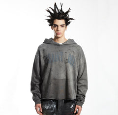 SSSAINT LOUIS Cropped Distressed Hoodie
