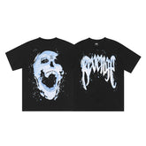 Revenge Blue Splash Skull Graphic T‑Shirt