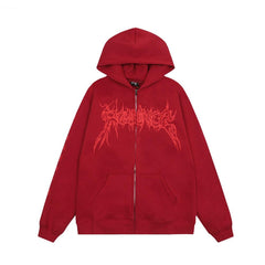 Revenge Metal Font Zip‑Up Hoodie