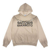 Satoshi Nakamoto Studded Logo Faded Hoodie