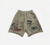 SSSAINT LOUIS Grunge Graphic Fleece Shorts