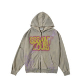 SSSAINT LOUIS Spray Logo Zip‑Up Hoodie