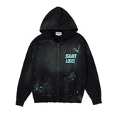 SSSAINT LOUIS Paint‑Splatter Zip‑Up Hoodie