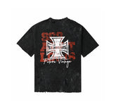 SSSAINT LOUIS Back‑Print Distressed T‑Shirt