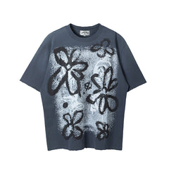 SSSAINT LOUIS Graffiti Floral Print Tee