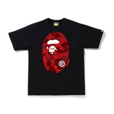 Bape Color Camo Big Ape Head Tee Black Red