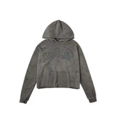 SSSAINT LOUIS Cropped Distressed Hoodie