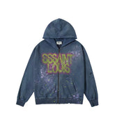 SSSAINT LOUIS Paint‑Splatter Zip‑Up Hoodie
