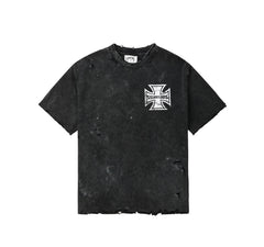 SSSAINT LOUIS Back‑Print Distressed T‑Shirt