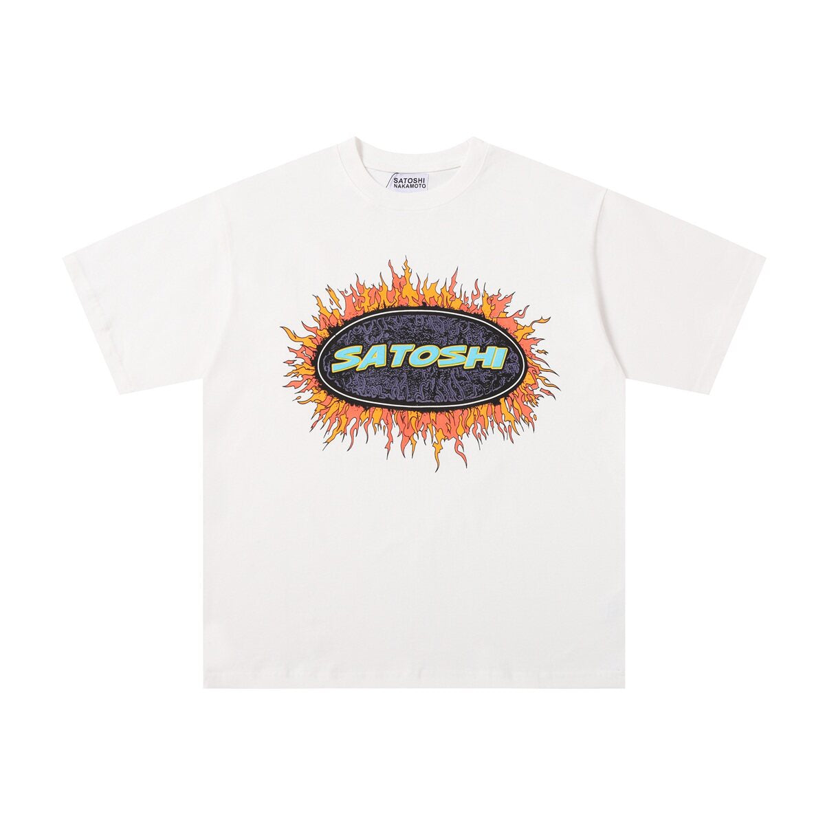 Satoshi Nakamoto Flame Oval Logo Tee