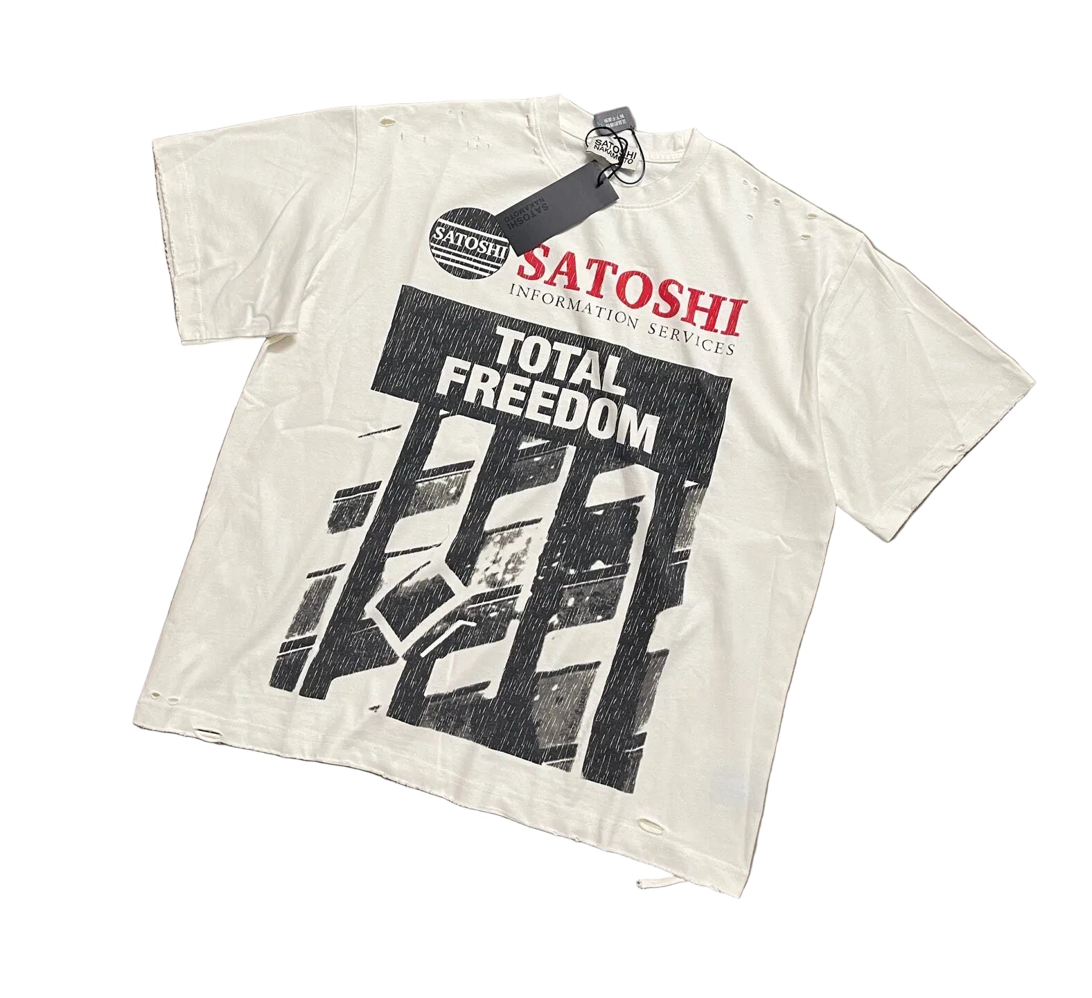 Satoshi Nakamoto Ripped Graphic Vintage Tee
