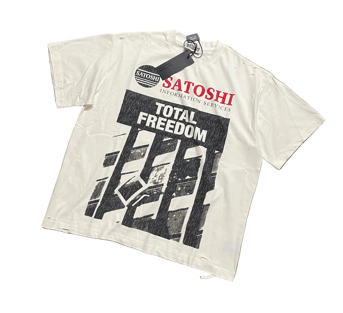 Satoshi Nakamoto Ripped Graphic Vintage Tee