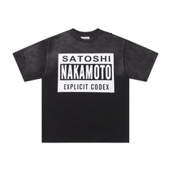Satoshi Nakamoto Box Text Vintage T‑Shirt