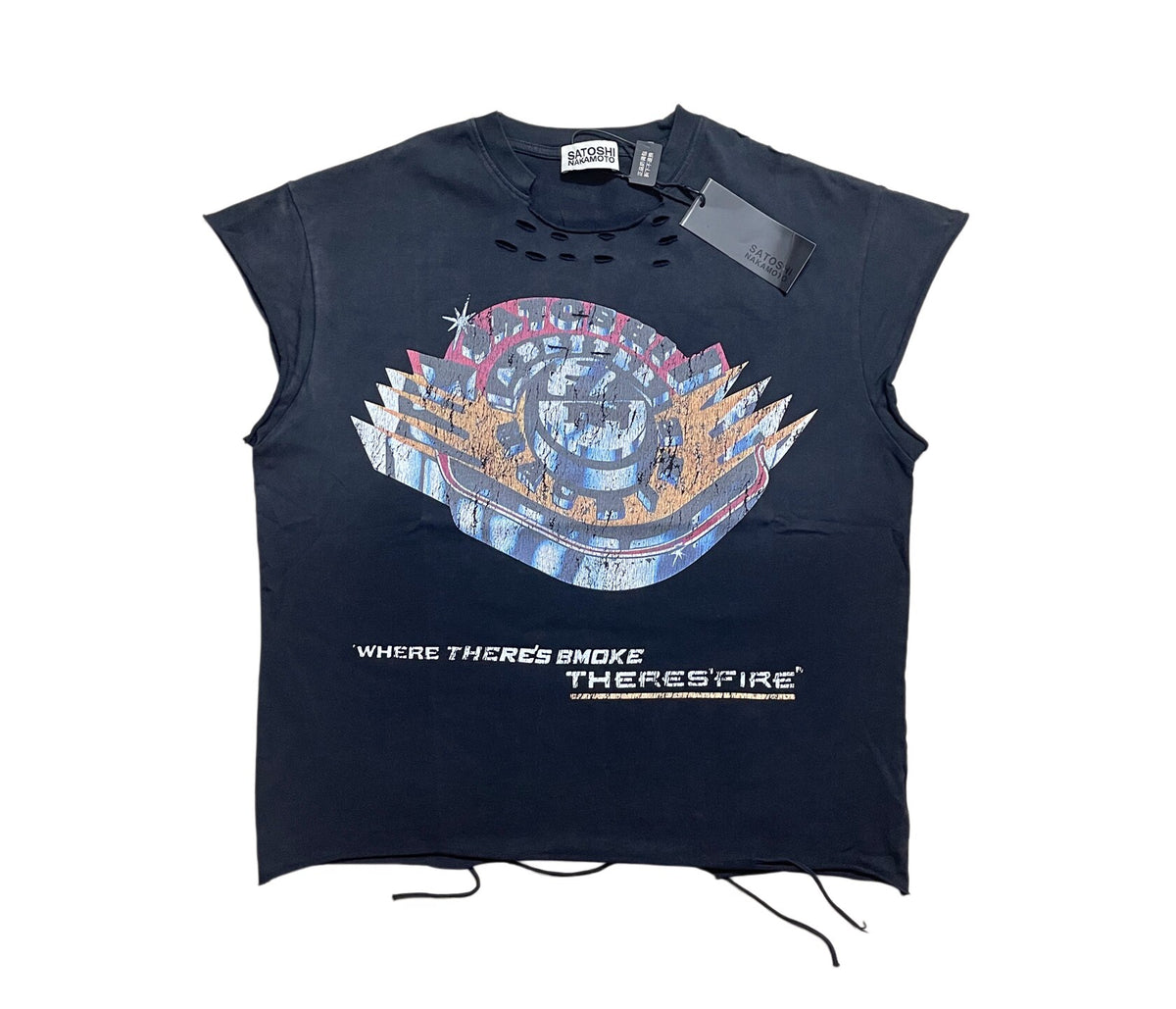 Satoshi Nakamoto Retro Helmet Slogan Tank