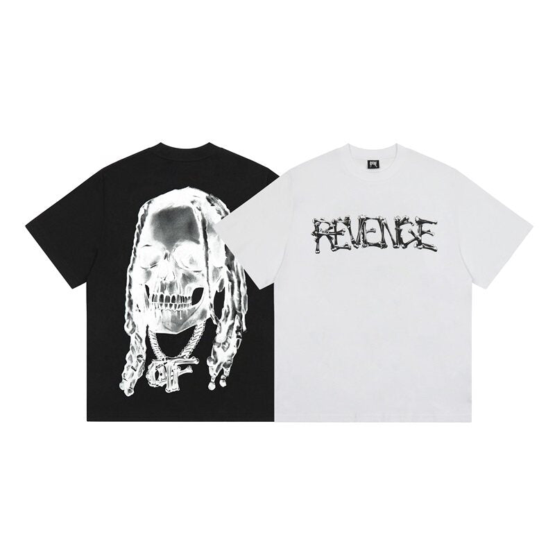 Revenge Bone‑Logo Skull Graphic T‑Shirt