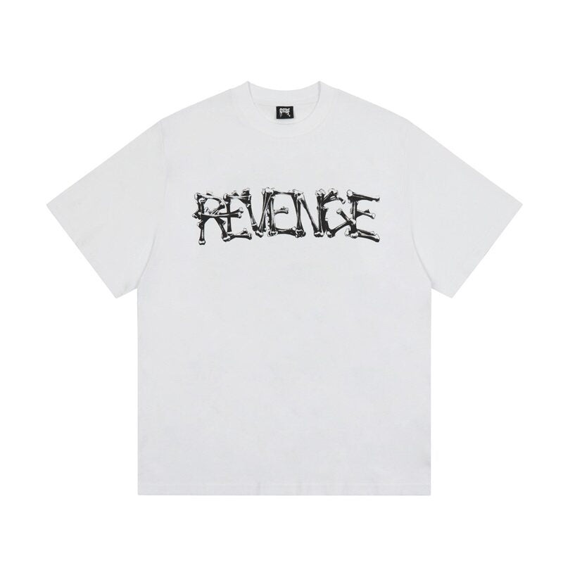 Revenge Bone‑Logo Skull Graphic T‑Shirt