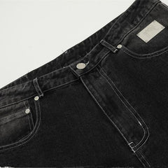 Revenge Skull Embroidery Wide‑Leg Jeans