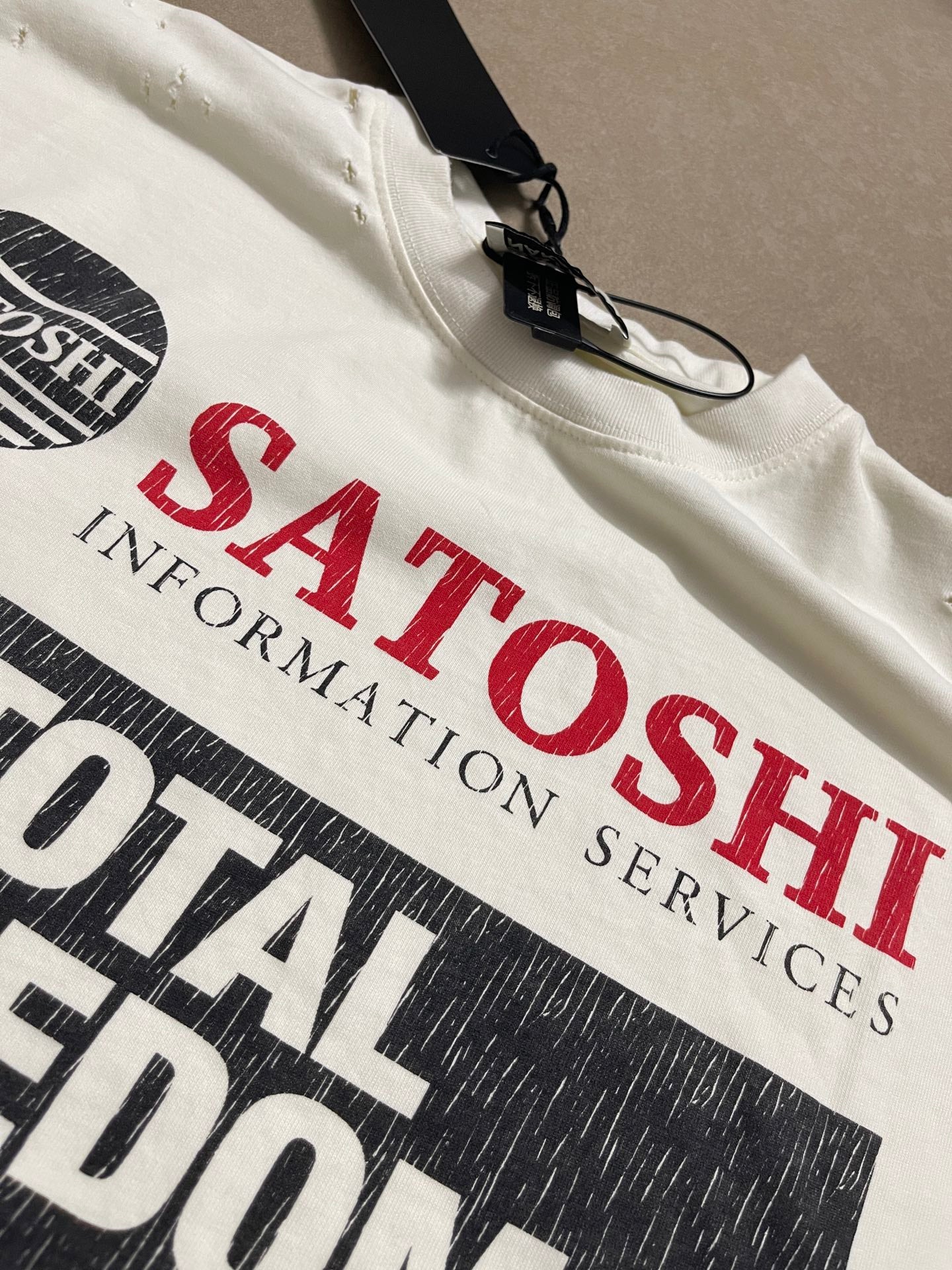 Satoshi Nakamoto Ripped Graphic Vintage Tee