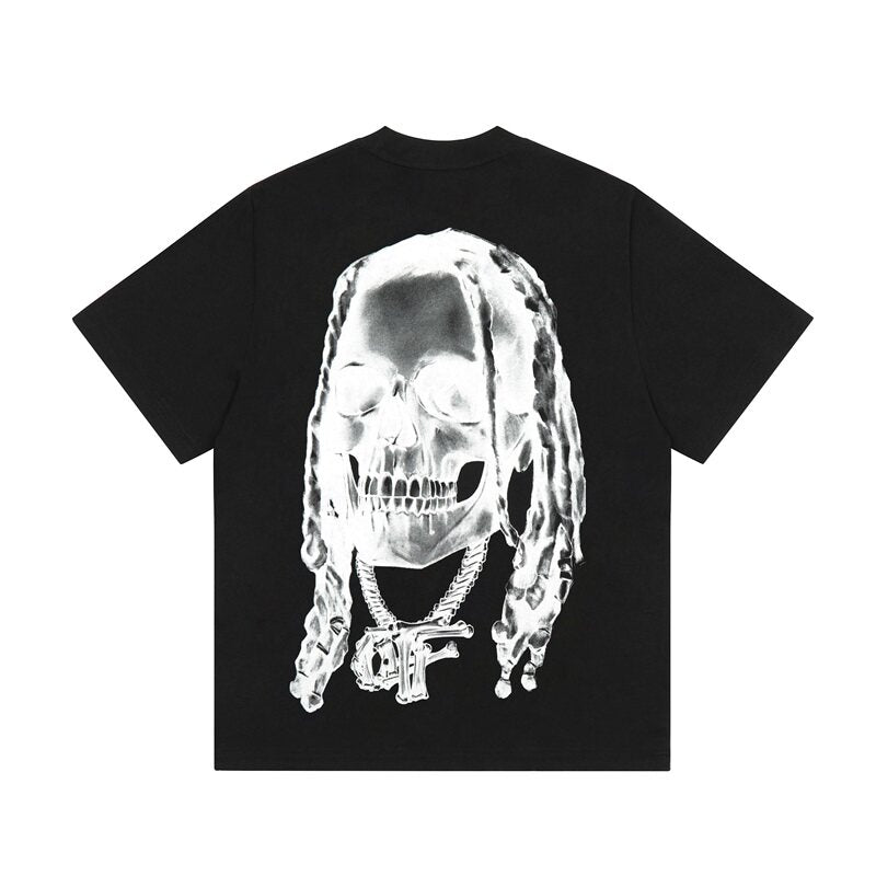 Revenge Bone‑Logo Skull Graphic T‑Shirt