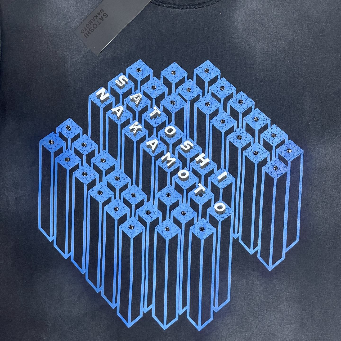 Satoshi Nakamoto 3D Cube Washed Tee