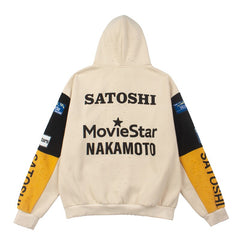 Satoshi Nakamoto Color‑Block Racing Hoodie