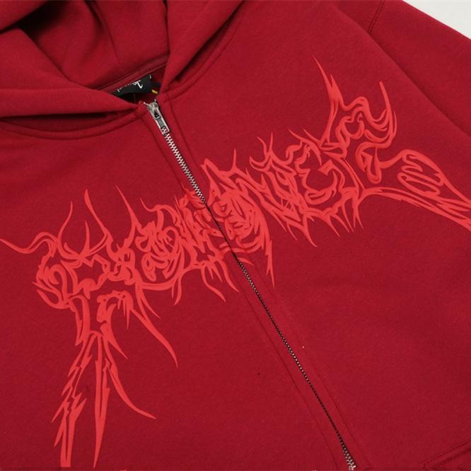 Revenge Metal Font Zip‑Up Hoodie