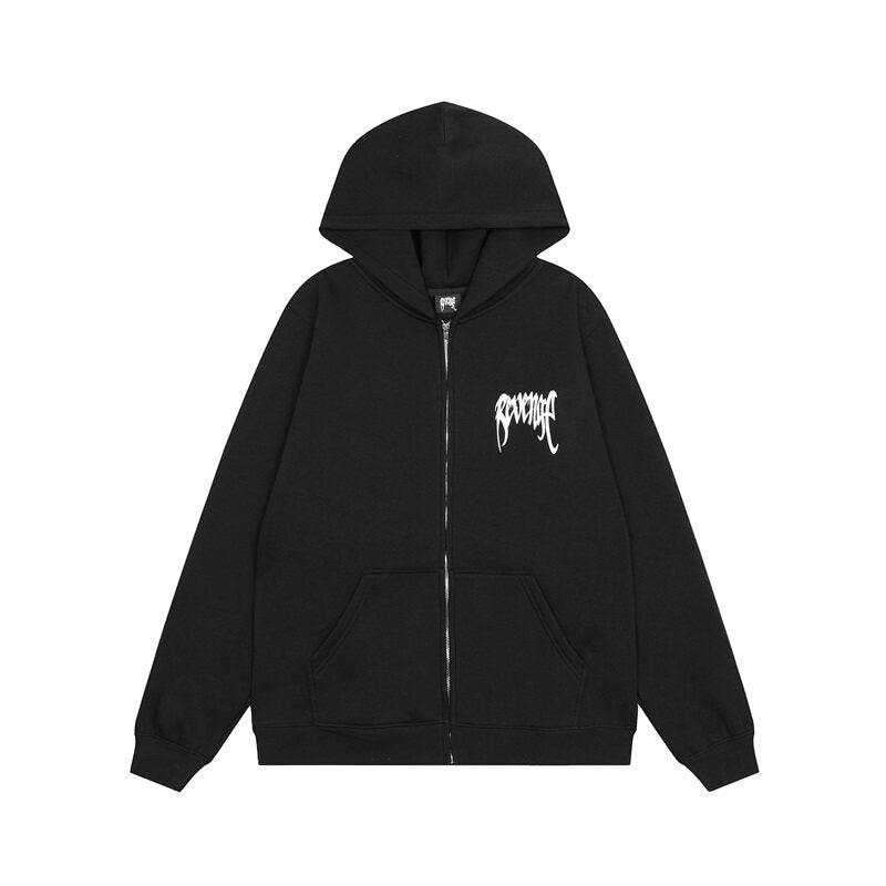 Revenge Dual‑Print Full‑Zip Hoodie