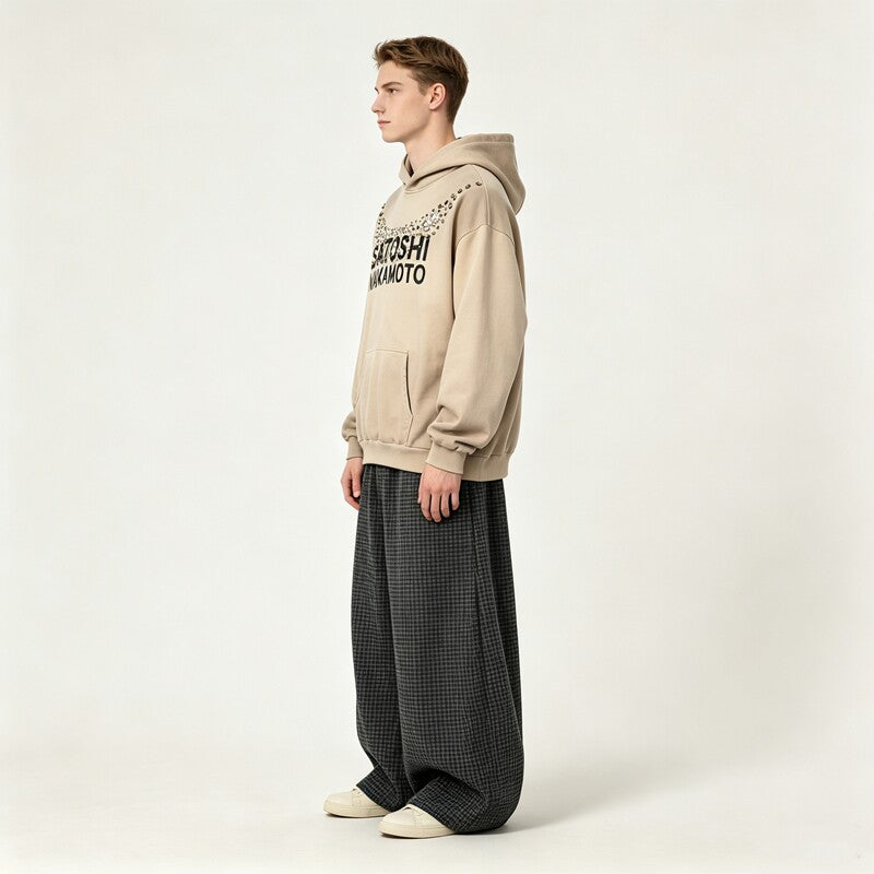 Satoshi Nakamoto Studded Logo Faded Hoodie