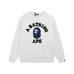 BAPE Blue Camo Ape Head Crewneck Sweatshirt White