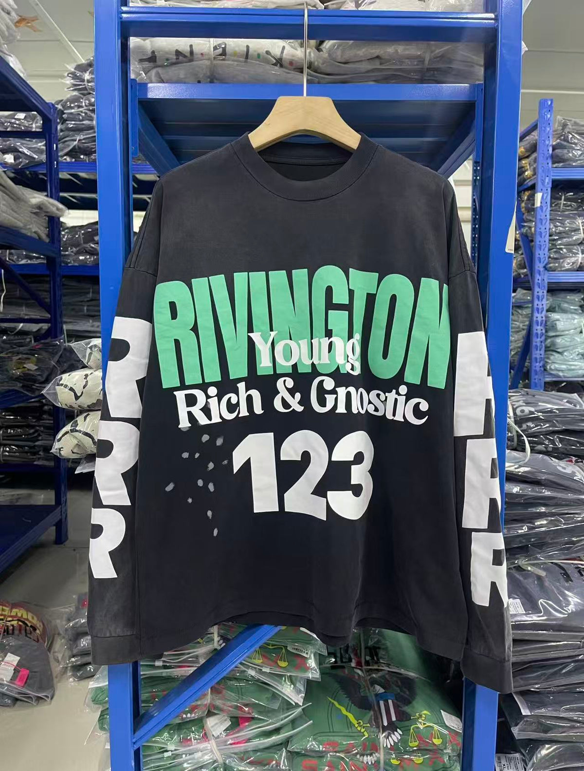 RRR123 Bold Text Long‑Sleeve Tee