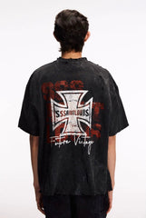 SSSAINT LOUIS Back‑Print Distressed T‑Shirt