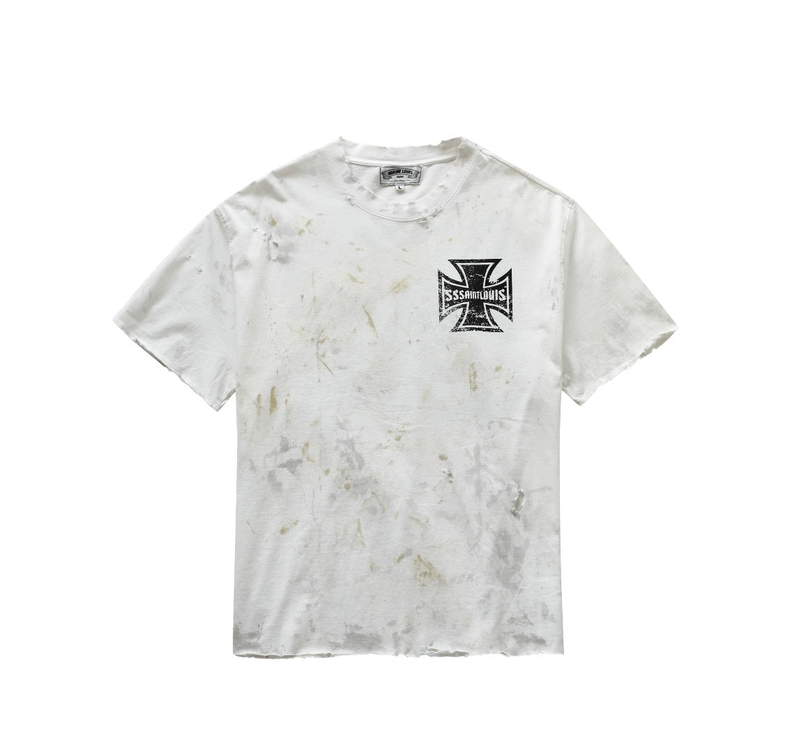 SSSAINT LOUIS Cross Back‑Print Vintage Tee