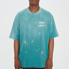SSSAINT LOUIS Paint‑Splatter Chest Logo Tee