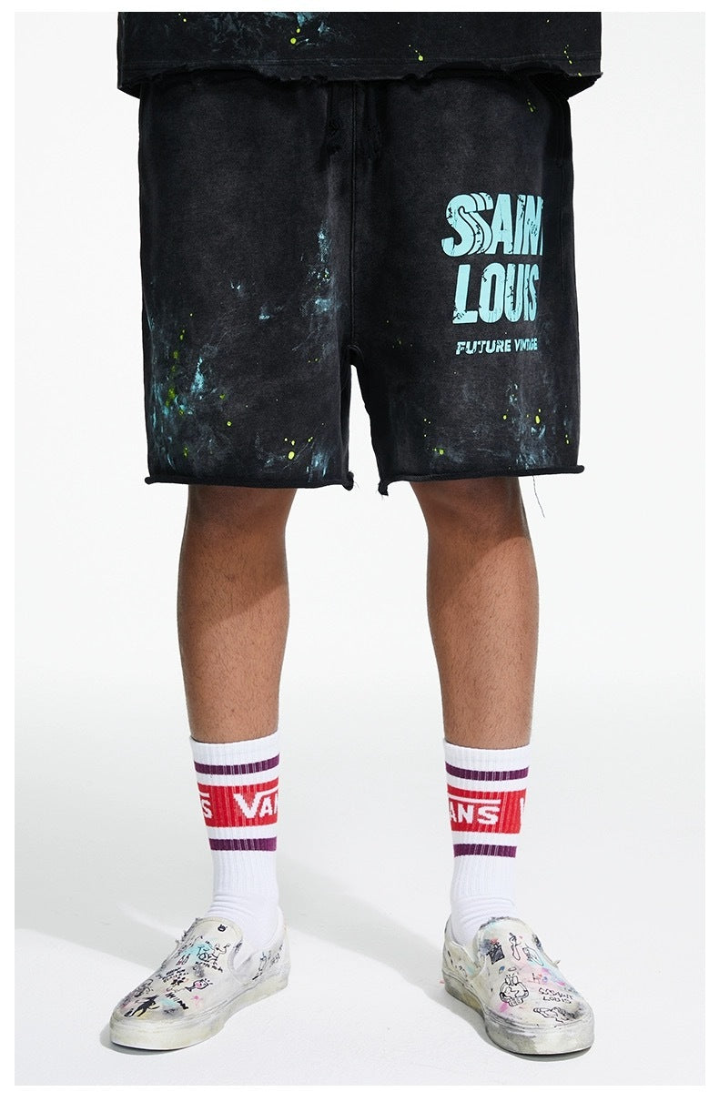 SSSAINT LOUIS Paint‑Splatter Sweat Shorts
