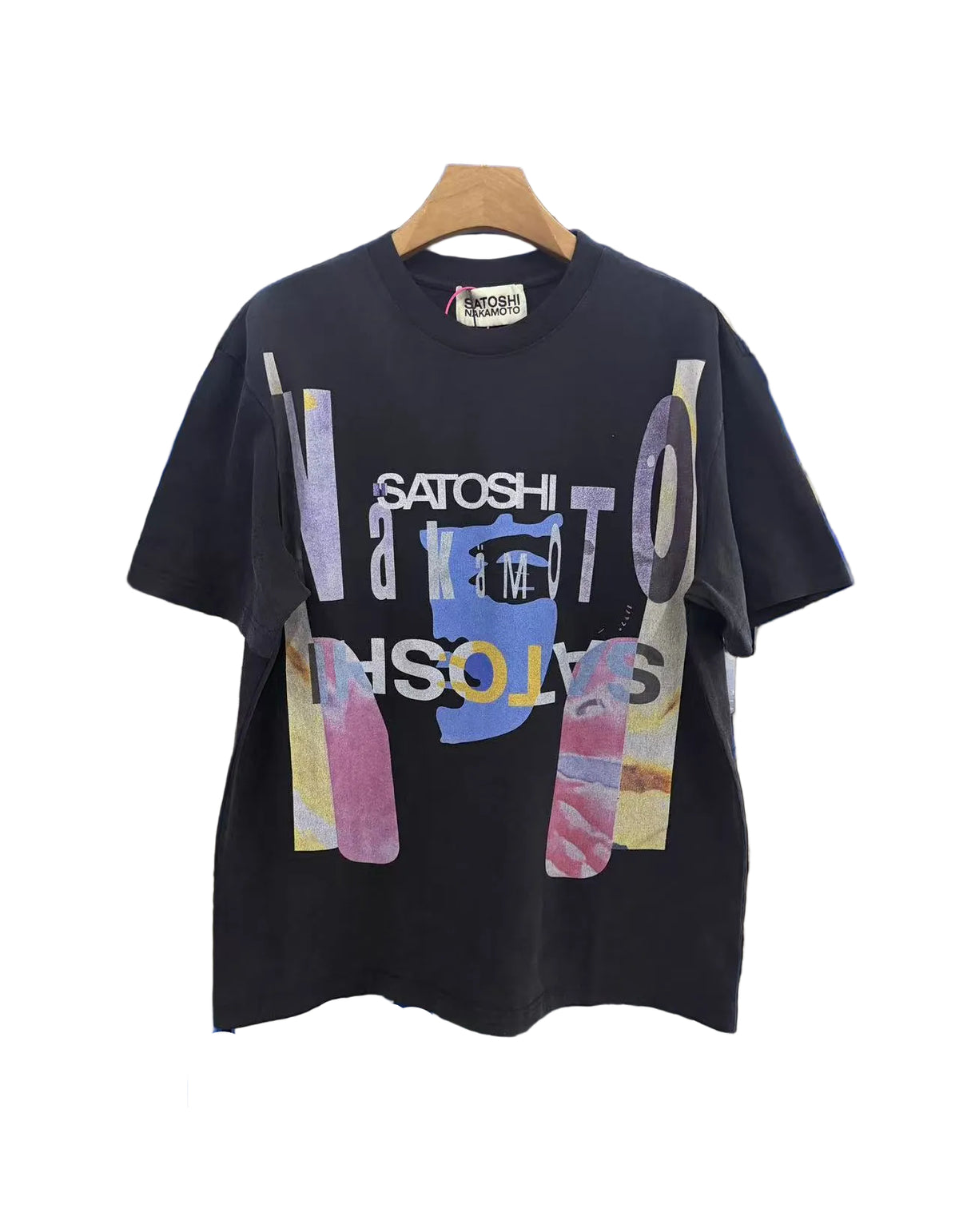 Satoshi Nakamoto Collage Letter Graphic Tee