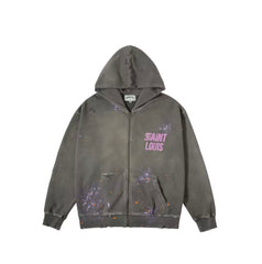 SSSAINT LOUIS Paint‑Splatter Zip‑Up Hoodie