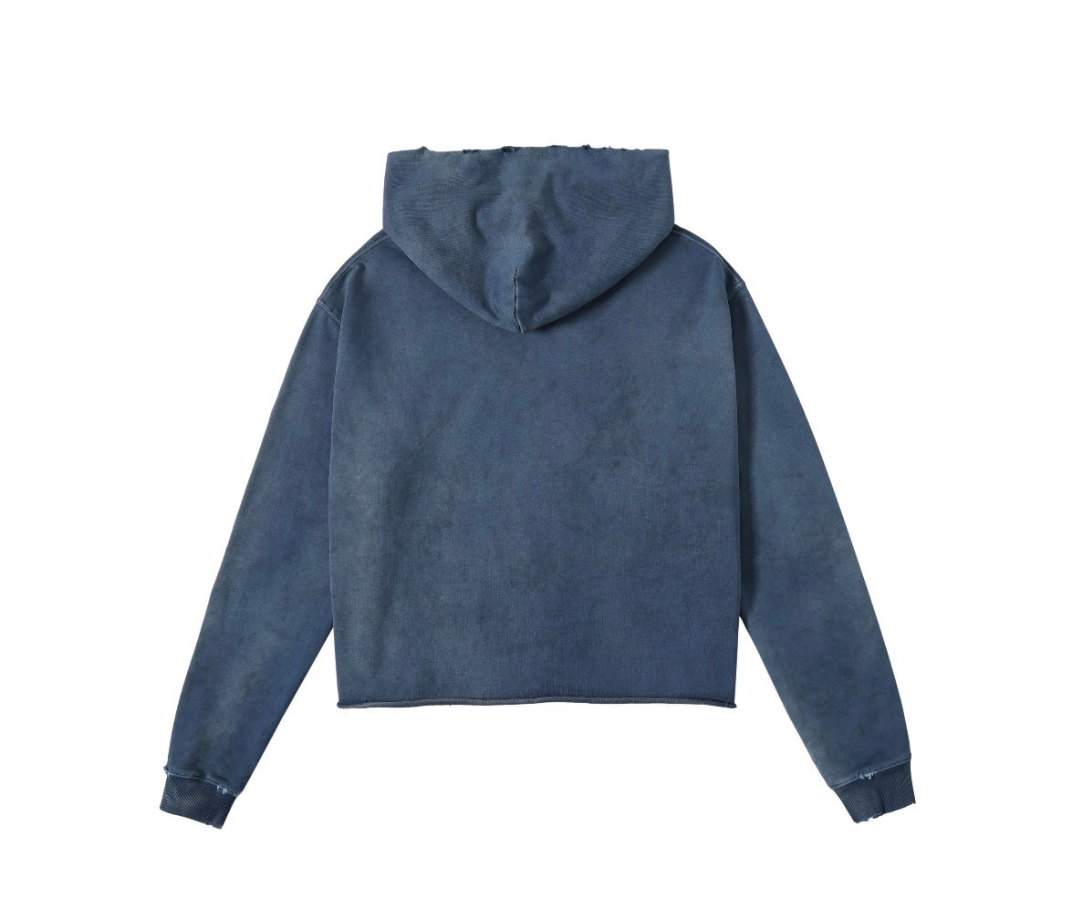 SSSAINT LOUIS Cropped Destroyed Hoodie