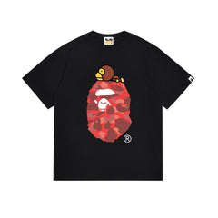 BAPE Black Red Camo Ape Head Graphic T-Shirt