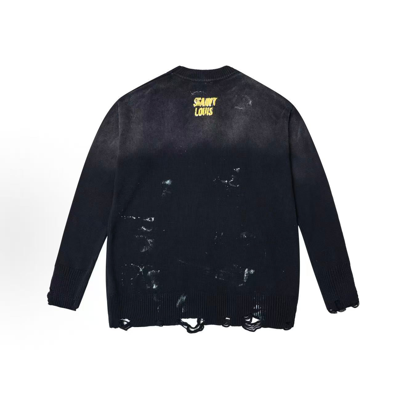 SSSAINT LOUIS Distressed Comic Print Sweater