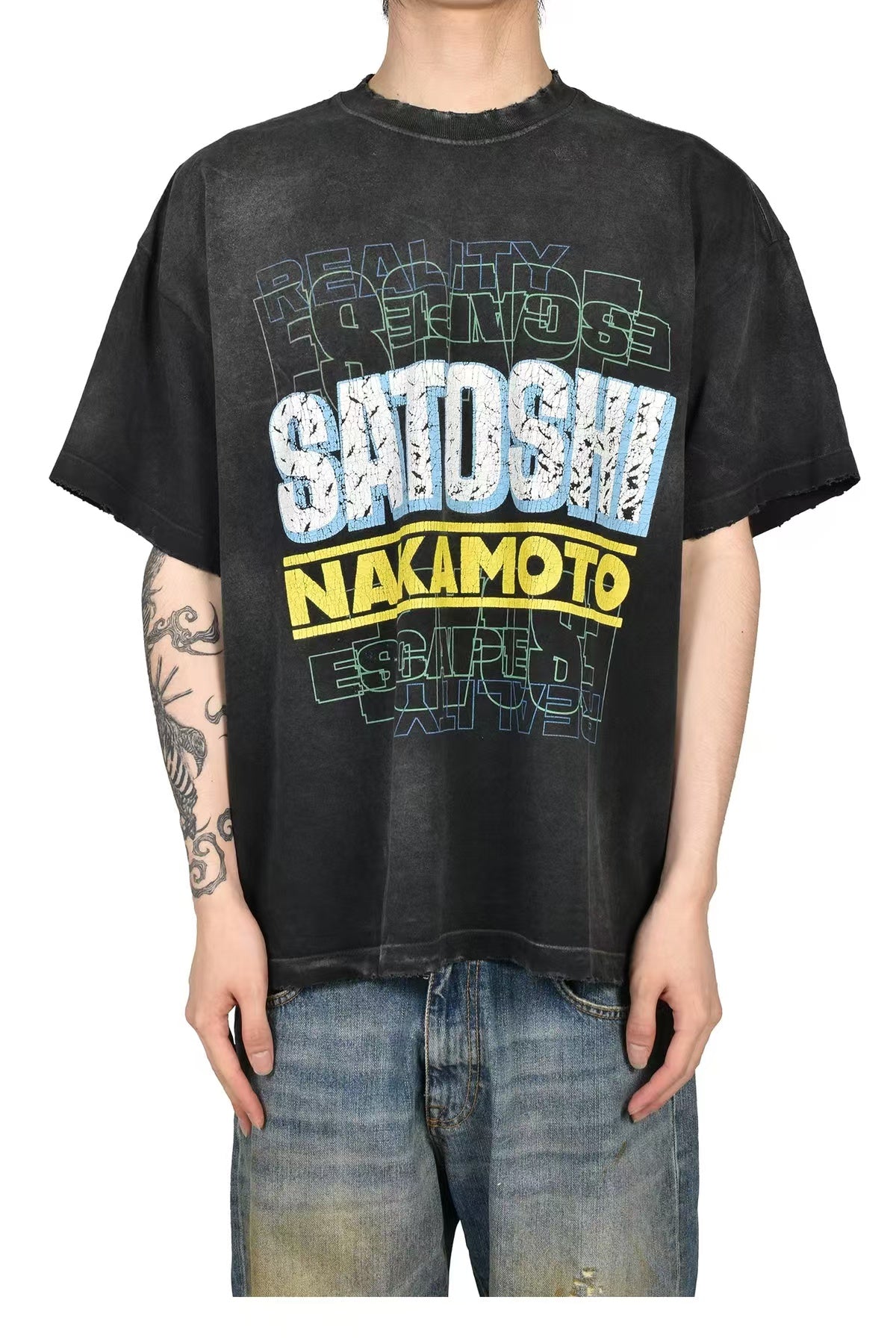 Satoshi Nakamoto Layered Text Graphic Tee