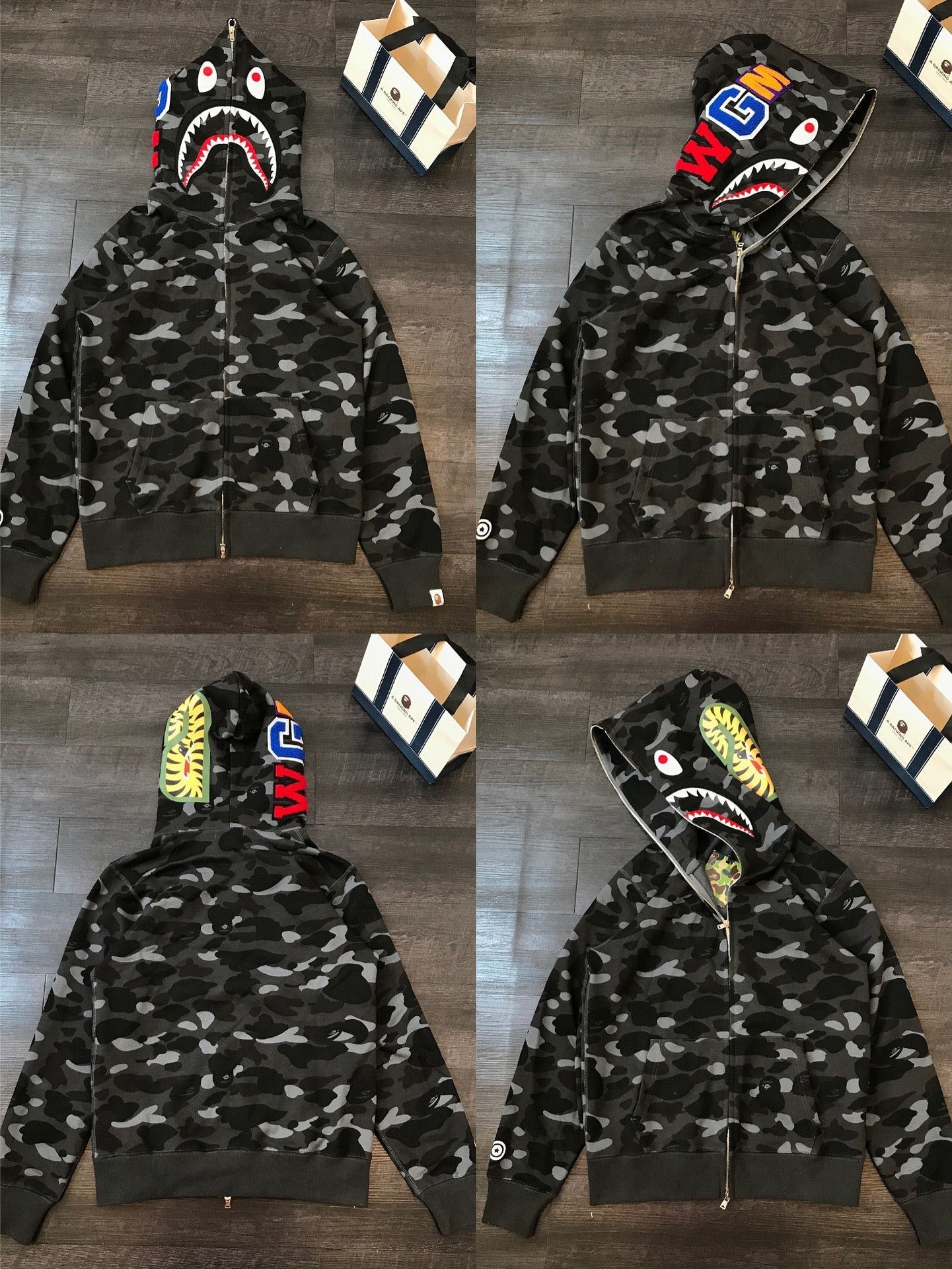 BAPE Shark Camo Full Zip Hoodie Black