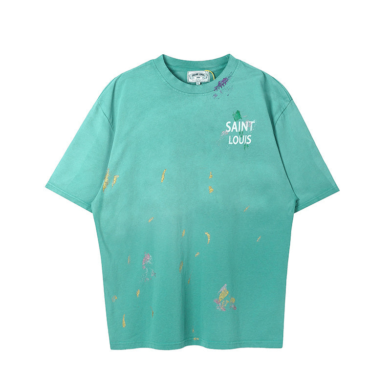 SSSAINT LOUIS Paint‑Splatter Chest Logo Tee