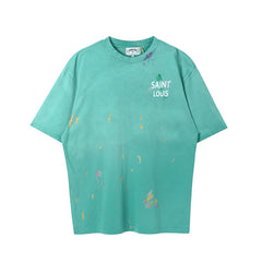 SSSAINT LOUIS Paint‑Splatter Chest Logo Tee