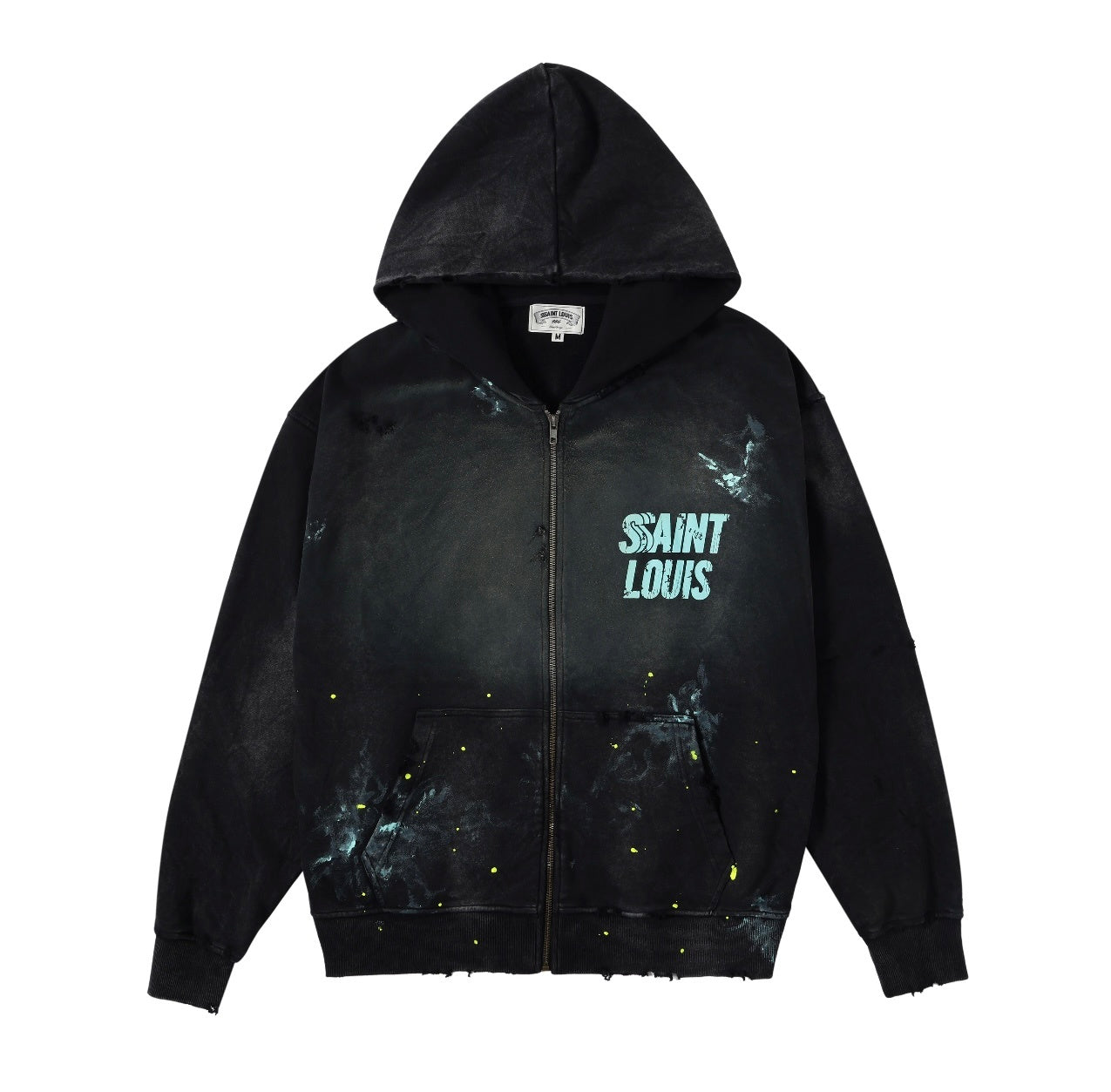 SSSAINT LOUIS Paint‑Splatter Zip‑Up Hoodie