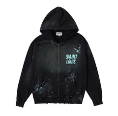 SSSAINT LOUIS Paint‑Splatter Zip‑Up Hoodie