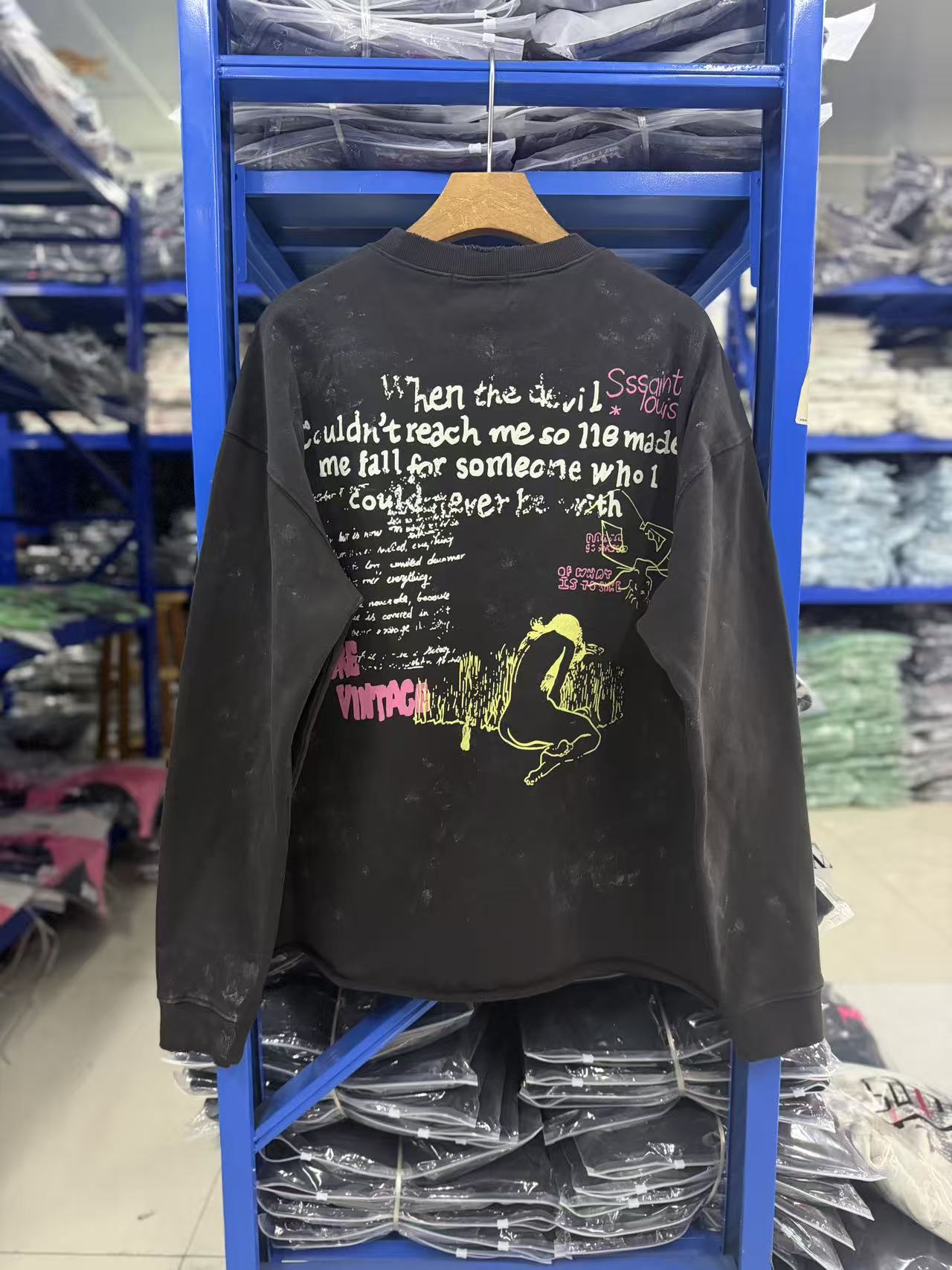 SSSAINT LOUIS Retro Text Print Sweatshirt