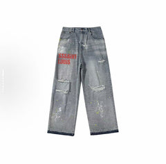 SSSAINT LOUIS Paint‑Splatter Baggy Jeans