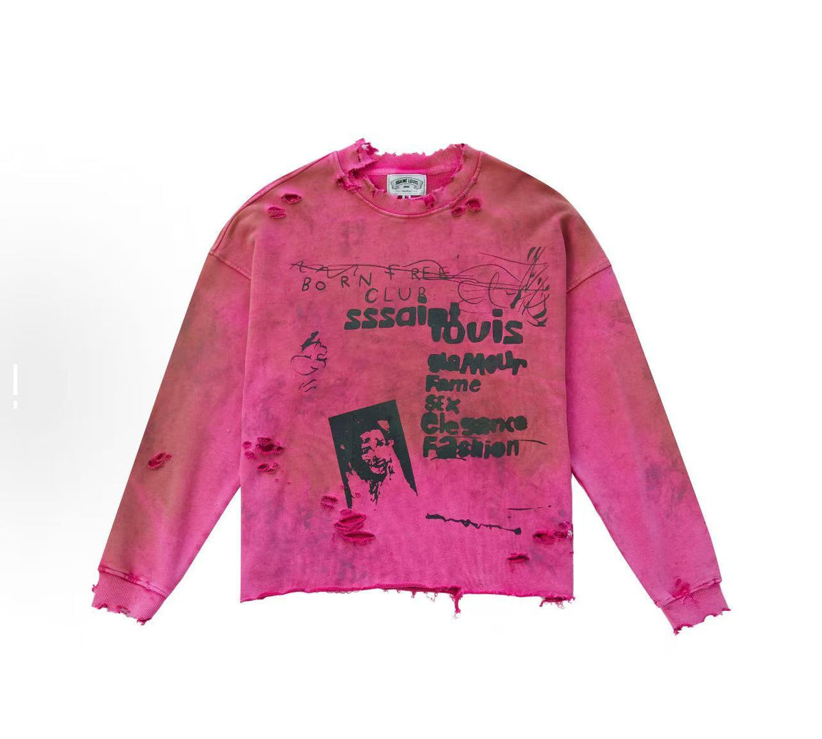 SSSAINT LOUIS Destroyed Graphic Crewneck