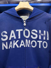 Satoshi Nakamoto Distressed Zip‑Up Hoodie