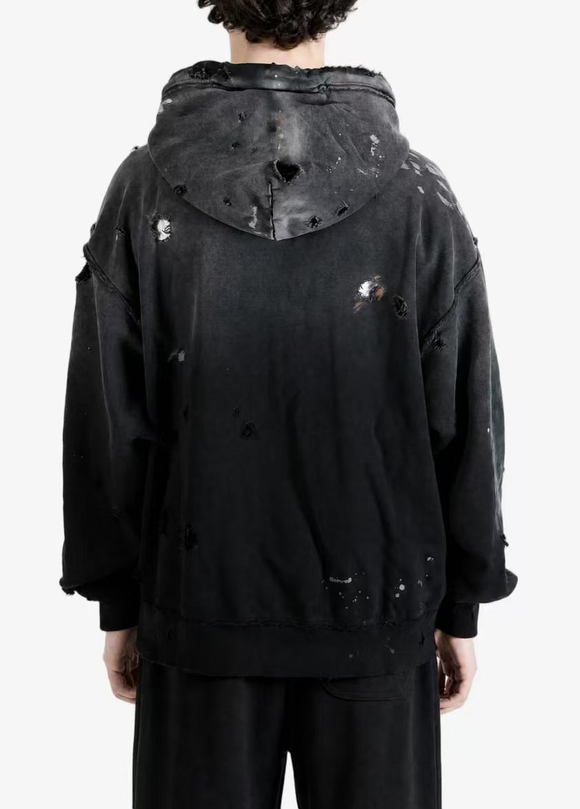 Satoshi Nakamoto Distressed Zip‑Up Hoodie